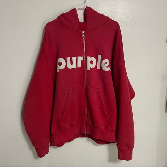 Purple Other - Purple Brand HWT Fleece Full Zip Red Hoodie Size XL